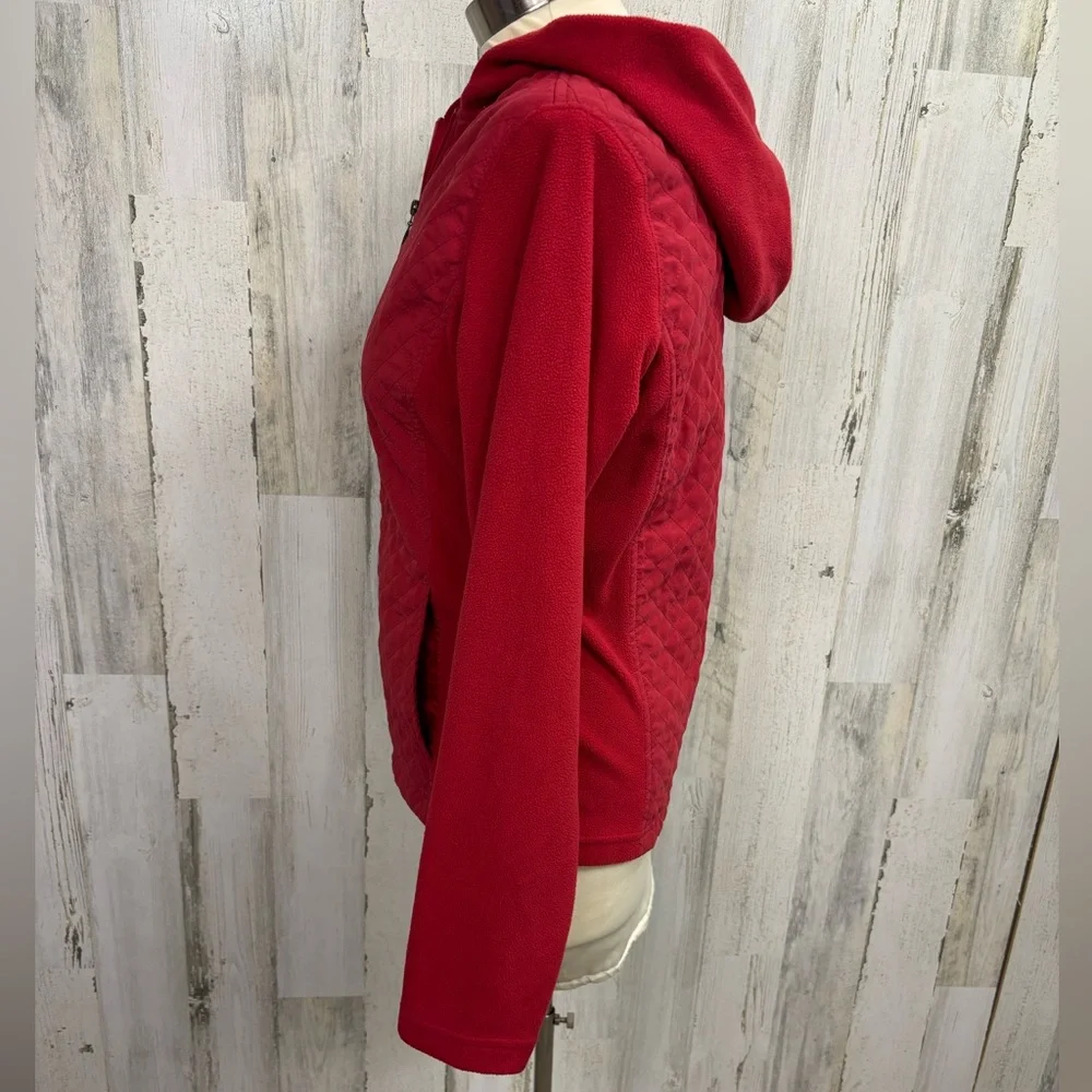 Columbia Red‎ Quilted Hooded Zip Front Jacket